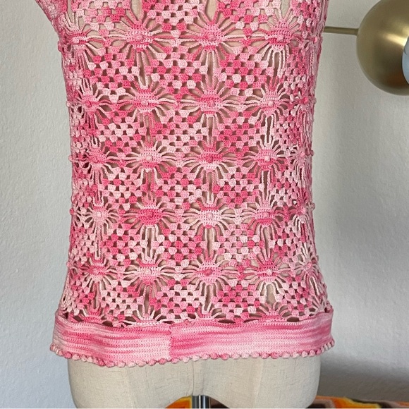 Vintage Hippie Mod Crochet High Neck Top - Picture 6 of 9